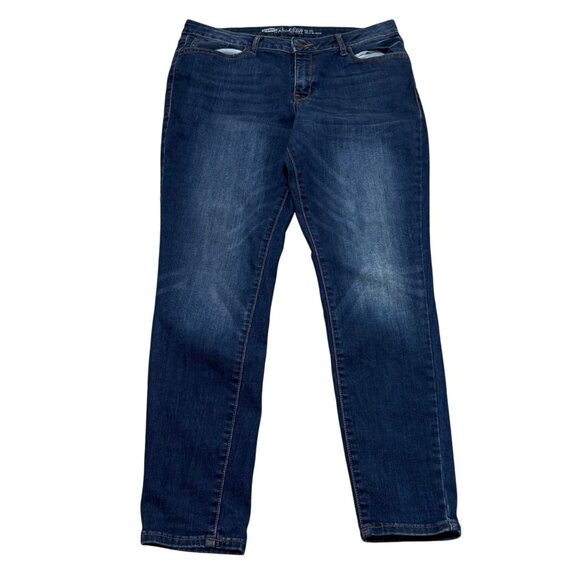 Old Navy Rockstar Mid Rise Ankle Jeans Size 12 Straight Leg Womens Dark Wash - Picture 2 of 13